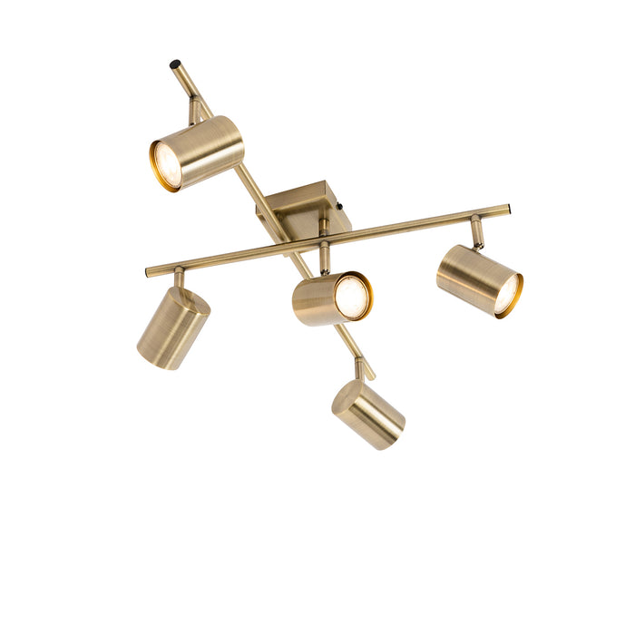 QAZQA Moderne plafondlamp brons 5-lichts verstelbaar rechthoekig -