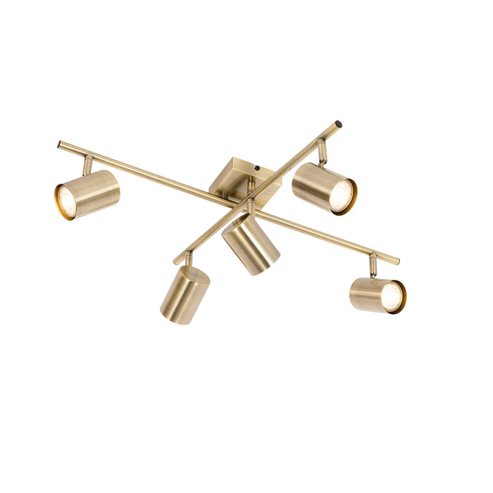 QAZQA Moderne plafondlamp brons 5-lichts verstelbaar rechthoekig -