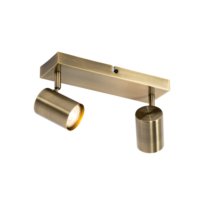 QAZQA Moderne plafondlamp brons 2-lichts verstelbaar rechthoekig -