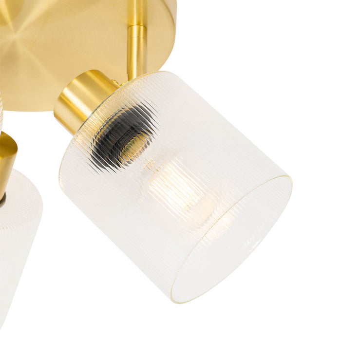 QAZQA Plafondspot goud met glas 3-lichts verstelbaar rond - Laura