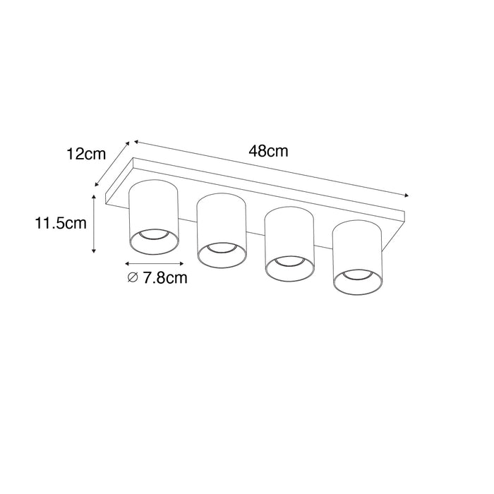 QAZQA Moderne plafondspot zwart met goud 4-lichts - Tubo