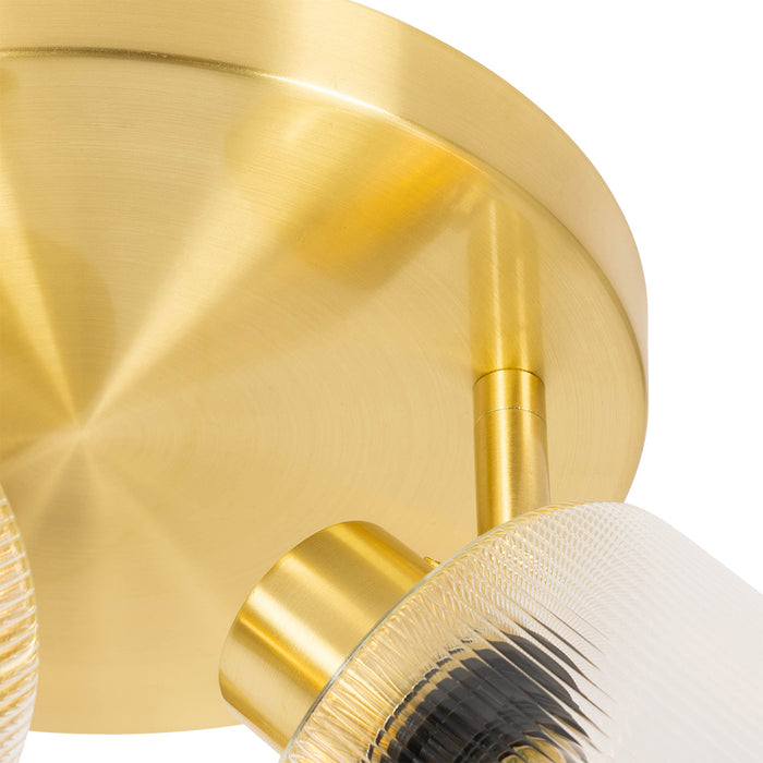 QAZQA Plafondspot goud met glas 3-lichts verstelbaar rond - Laura