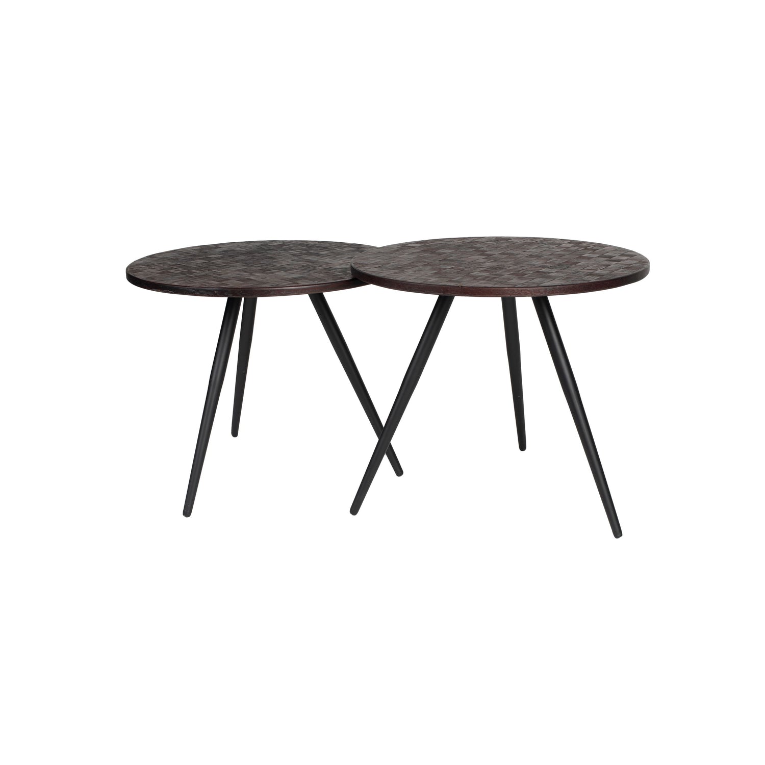 Housecraft Living Webster Bijzettafel Rond Teak Hout Bruin - Set van 2