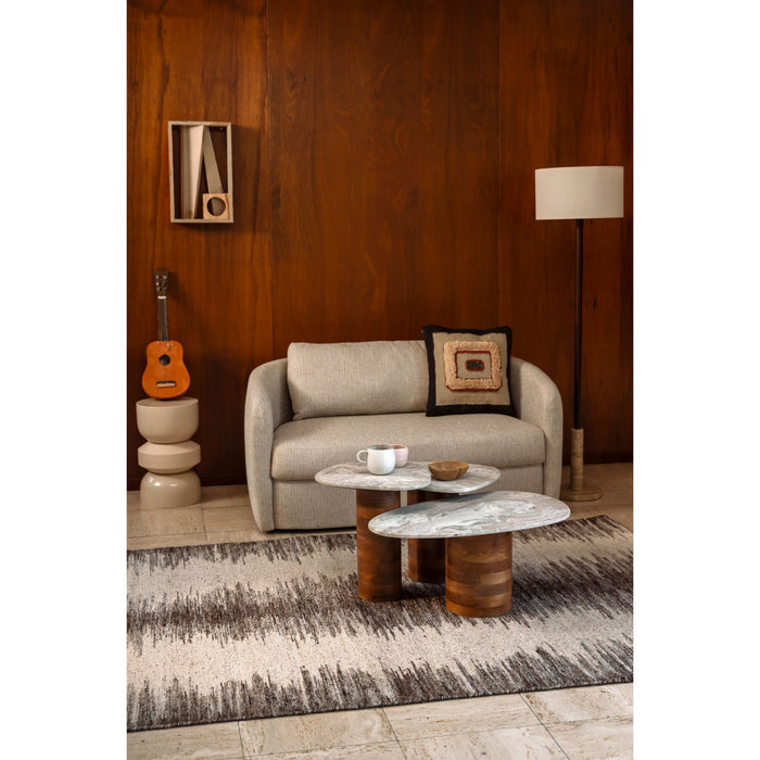 Dutchbone Suki Bijzettafel Organische vorm Marmer| Hout Wit| Bruin - Set van 3