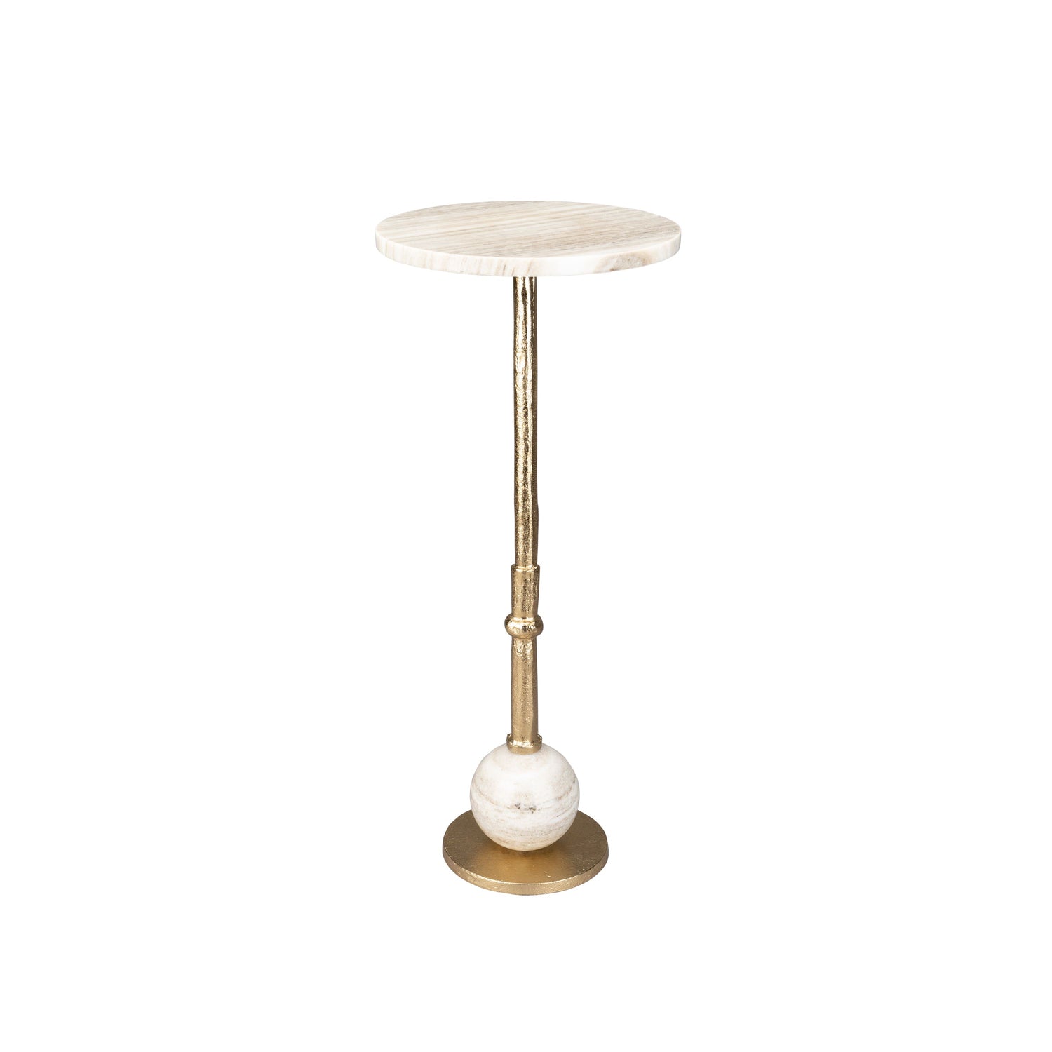 Dutchbone Everest Bijzettafel Rond 25 cm Marmer Beige| Goud
