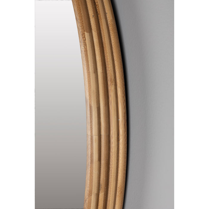 Dutchbone Caroun Spiegel| Wandspiegel Rond Groot 80x80 Hout - Bruin