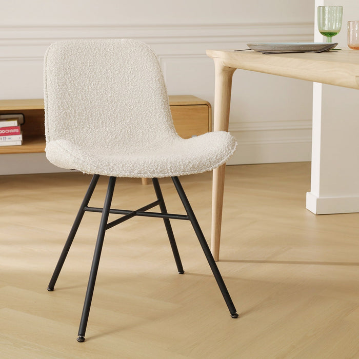 Nolon Noa-Fé Eetkamerstoel Bouclé Beige - Stof - Zwart Onderstel