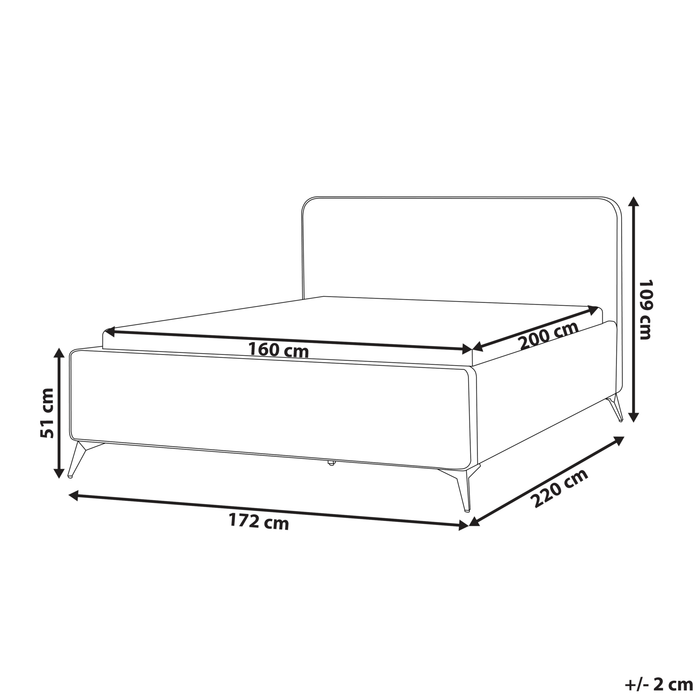 Beliani - VALOGNES - Tweepersoonsbed - Taupe - 160 x 200 cm - Fluweel
