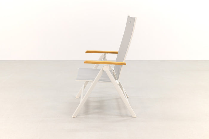 Hartman Napoli verstelbare tuinstoel - Teak armleuning - wit