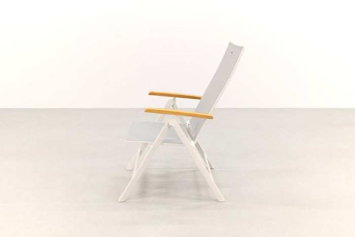 Hartman Napoli verstelbare tuinstoel - Teak armleuning - wit
