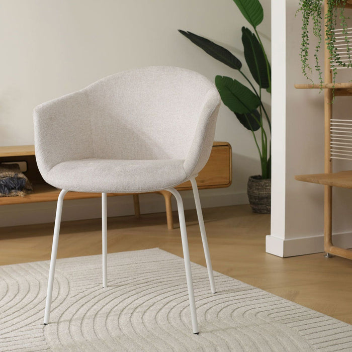 Nolon Nora-Otis Eetkamerstoel Beige - met Armleuning - Wit