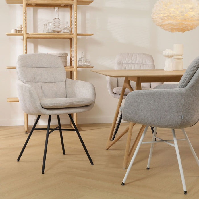 Nolon Noa-Mia Eetkamerstoel Beige - met Armleuning - Wit