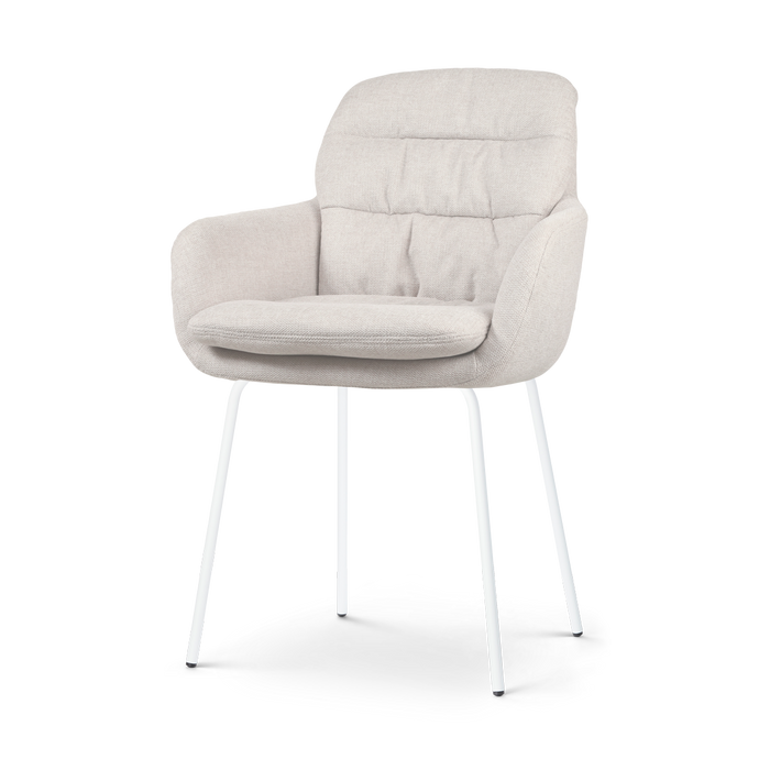 Nolon Nora-Mia Eetkamerstoel Beige - met Armleuning - Wit