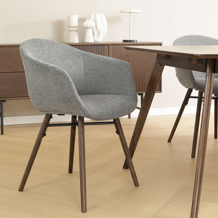 Nolon Nena-Otis Eetkamerstoel Donkergrijs - met Armleuning - Walnoot
