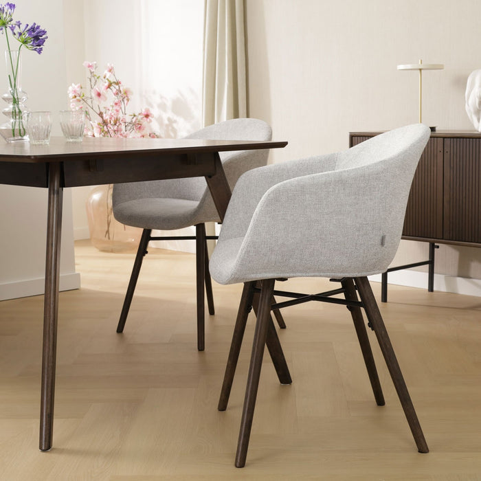 Nolon Nena-Otis Eetkamerstoel Lichtgrijs - met Armleuning - Walnoot