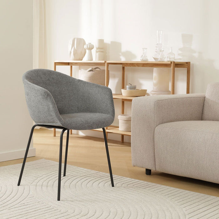 Nolon Nora-Otis Eetkamerstoelen Set van 2 - Donkergrijs - Zwarte Poten