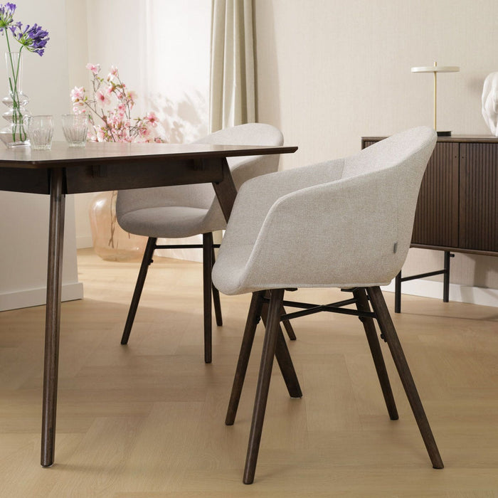 Nolon Nena-Otis Eetkamerstoel Beige - met Armleuning - Walnoot