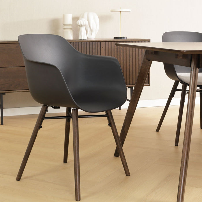 Nolon Nena-Puk Eetkamerstoel Zwart - Armleuning - Walnoot Onderstel