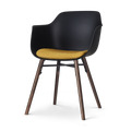 Nolon Nena-Liz Eetkamerstoel Zwart - Okergeel Kussen - Walnoot