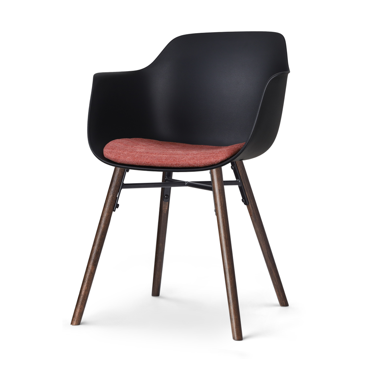 Nolon Nena-Liz Eetkamerstoel Zwart - Terracotta Kussen - Walnoot