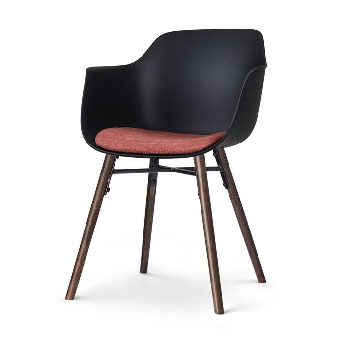 Nolon Nena-Liz Eetkamerstoel Zwart - Terracotta Kussen - Walnoot