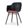 Nolon Nena-Liz Eetkamerstoel Zwart - Terracotta Kussen - Walnoot
