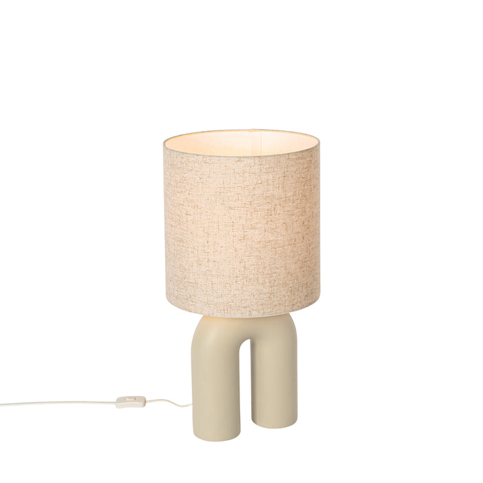 QAZQA Scandinavische tafellamp beige met linnen kap beige - Lotti