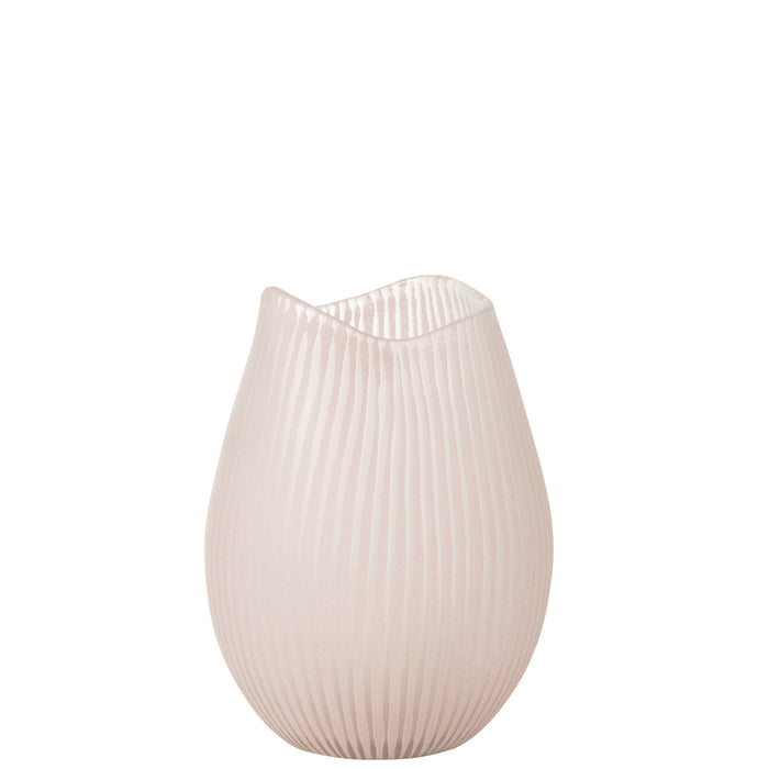 J-Line vaas Streep - glas - lichtroze - large - Ø 19.5 cm