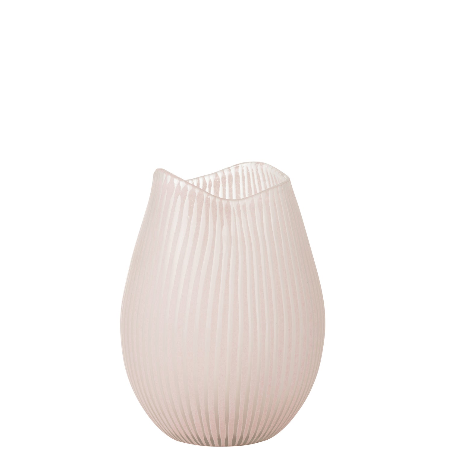 J-Line vaas Streep - glas - lichtroze - large - Ø 19.5 cm