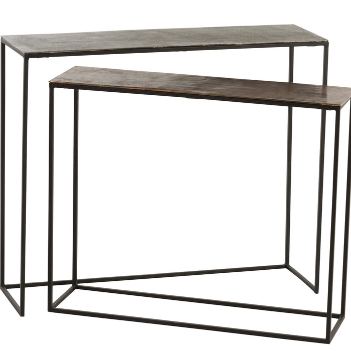 J-Line console Rechthoekig - aluminium - zwart|mix - 2 stuks