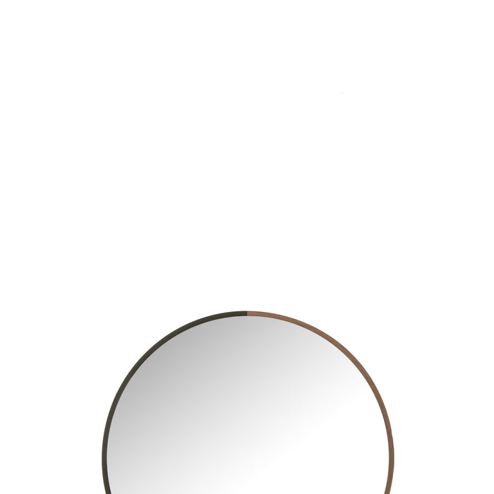 J-Line spiegel Rond - metaal|hout - zwart - small - Ø 40 cm