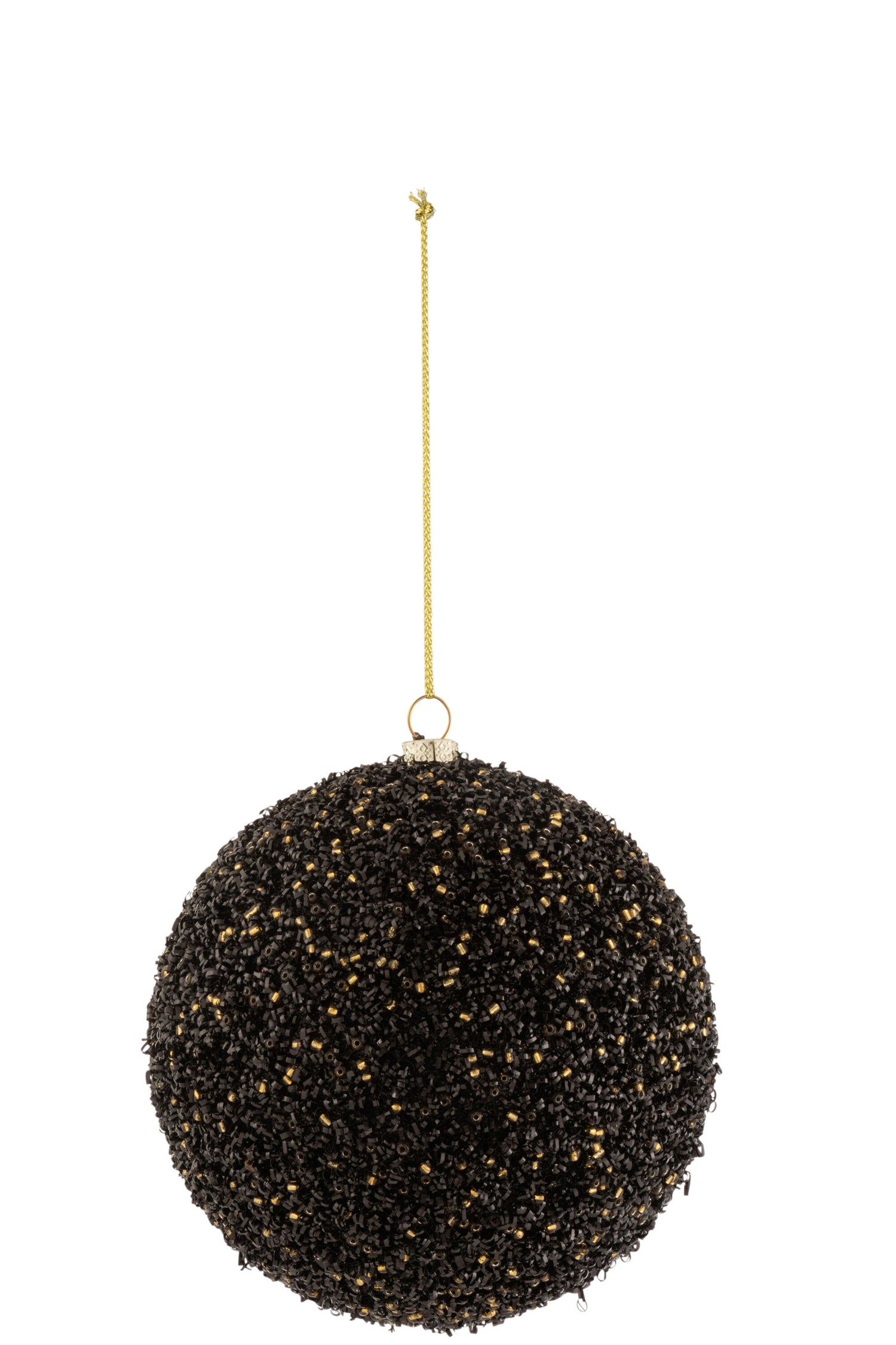J-Line Kerstballen - kunststof - zwart| goud| glitter - M - 4x