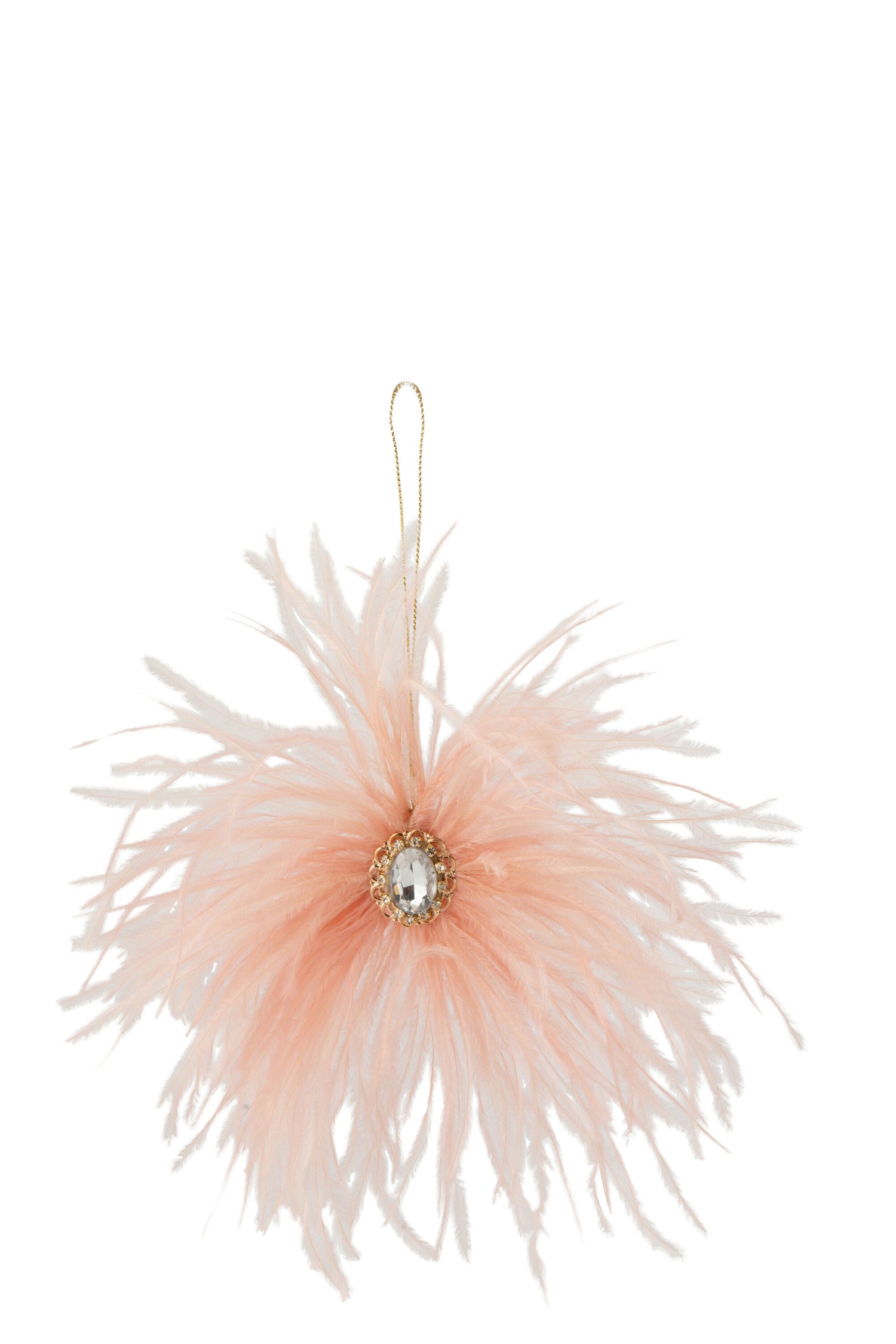 J-Line hanger Pluim + Steen - veren - donkerzalm - 3 stuks