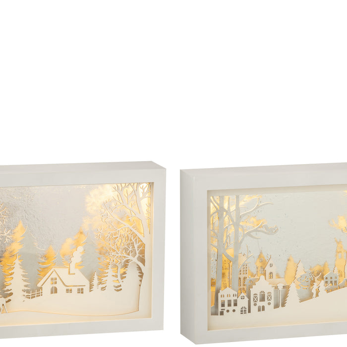 J-Line decoratie Kader 3D Winter - pvc|glas - zilver - 2 stuks