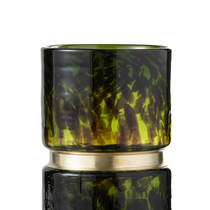 J-Line vaas Spikkel - glas - groen|zwart|goud - small - 23.5 cm hoog