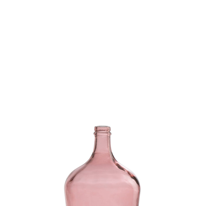 J-Line vaas Fles Terra - glas - roze - small - Ø 18 cm