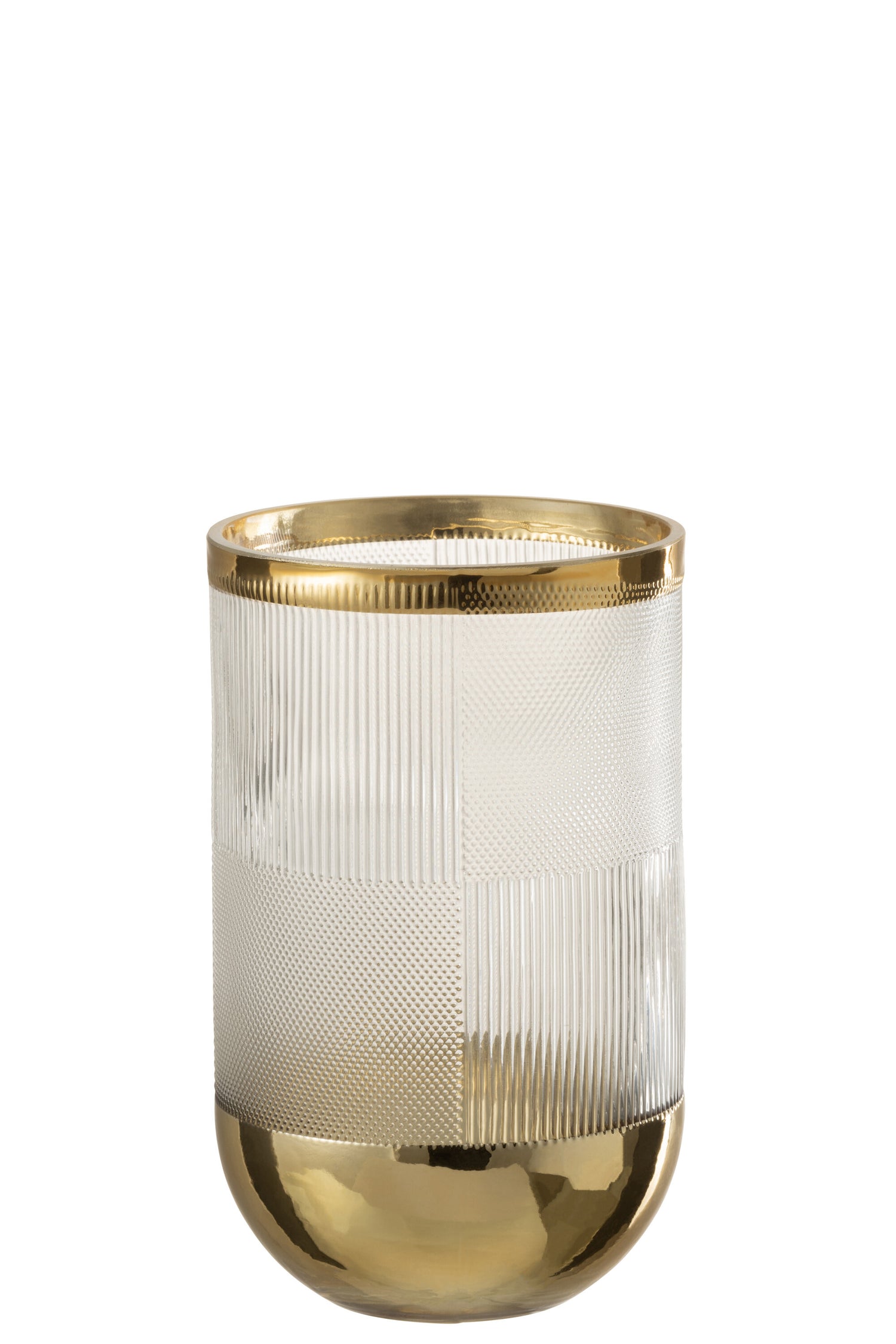 J-Line vaas Cylinder Motief - glas - transparant|goud - small
