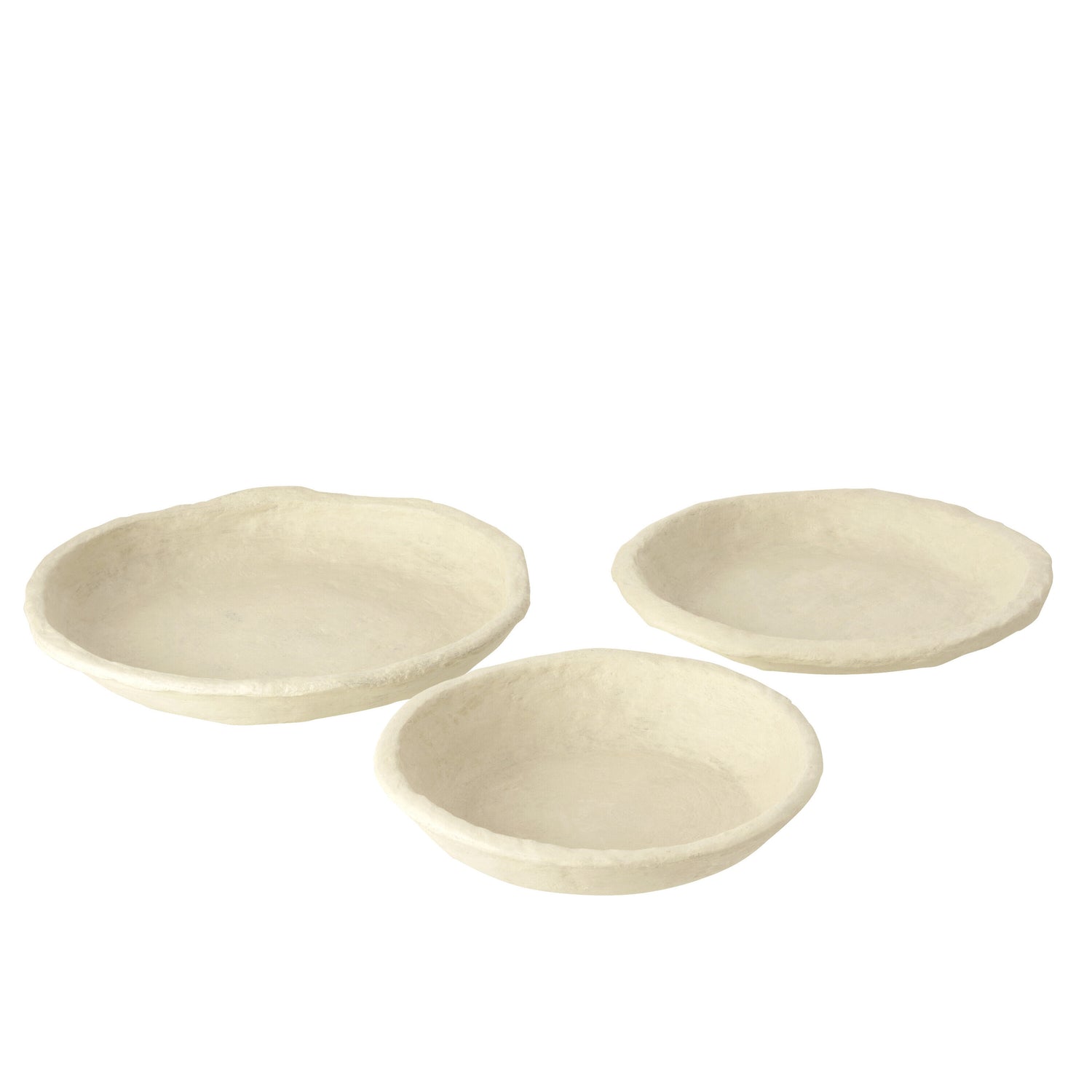 J-Line schaal Chad - papier mache|karton - wit - 3 stuks