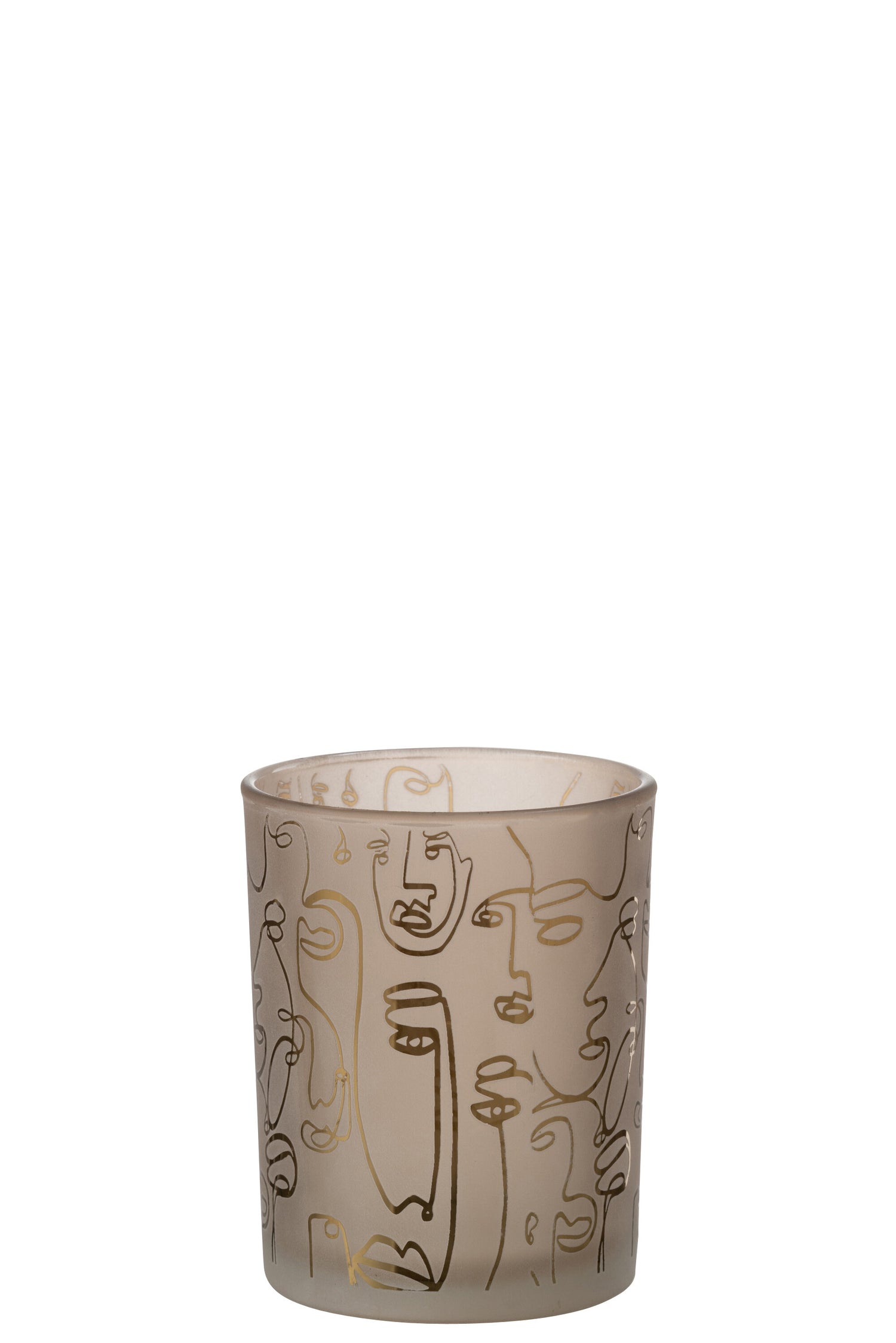 J-Line windlicht Happy Faces - glas - beige - medium