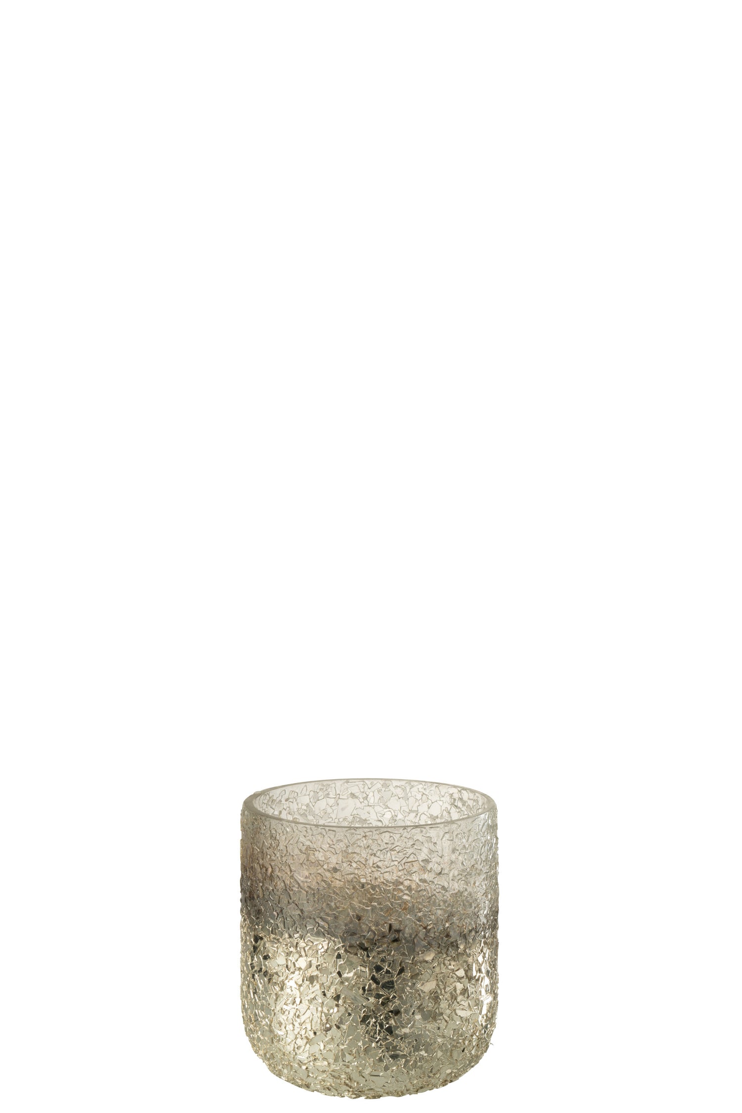 J-Line teelichthouder Gebroken - glas - zilver - extra small