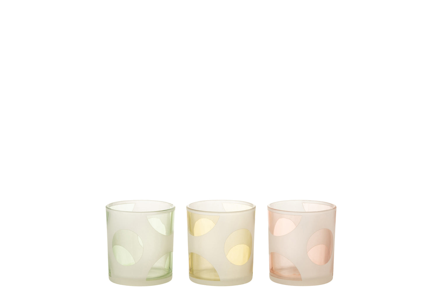 J-Line windlicht Ronden - glas - mix|pastel - small - 3 stuks