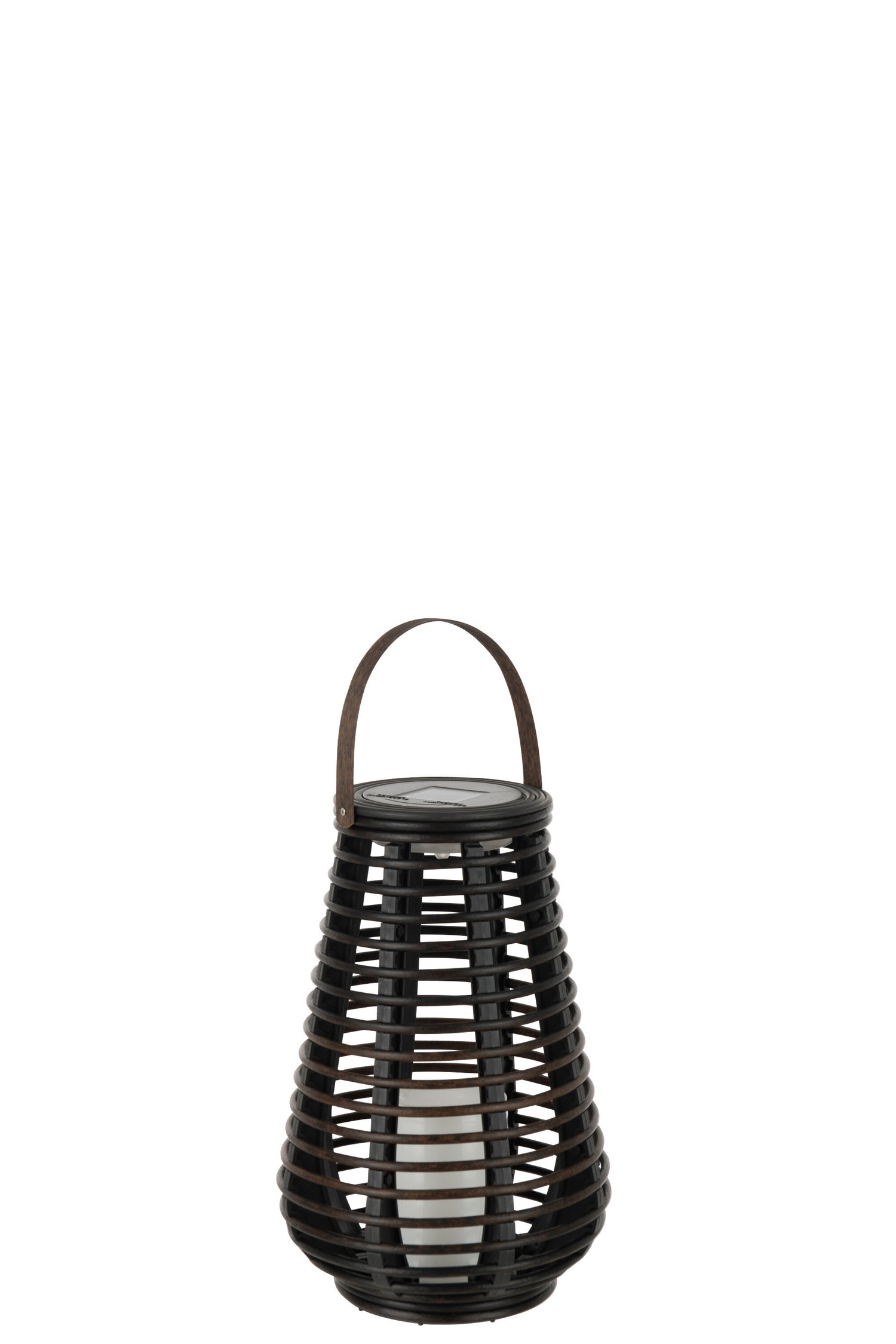 J-Line lantaarn - kunststof - bruin - LED lichtjes - small