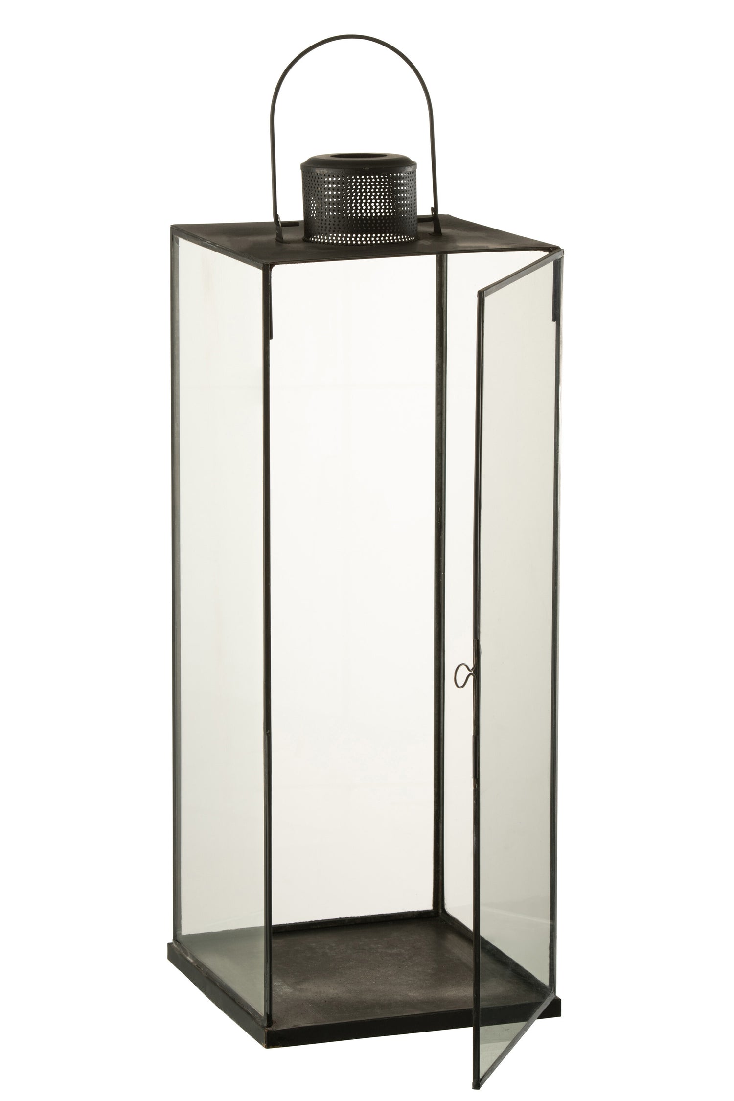 J-Line lantaarn Hoog - glas|metaal - zwart