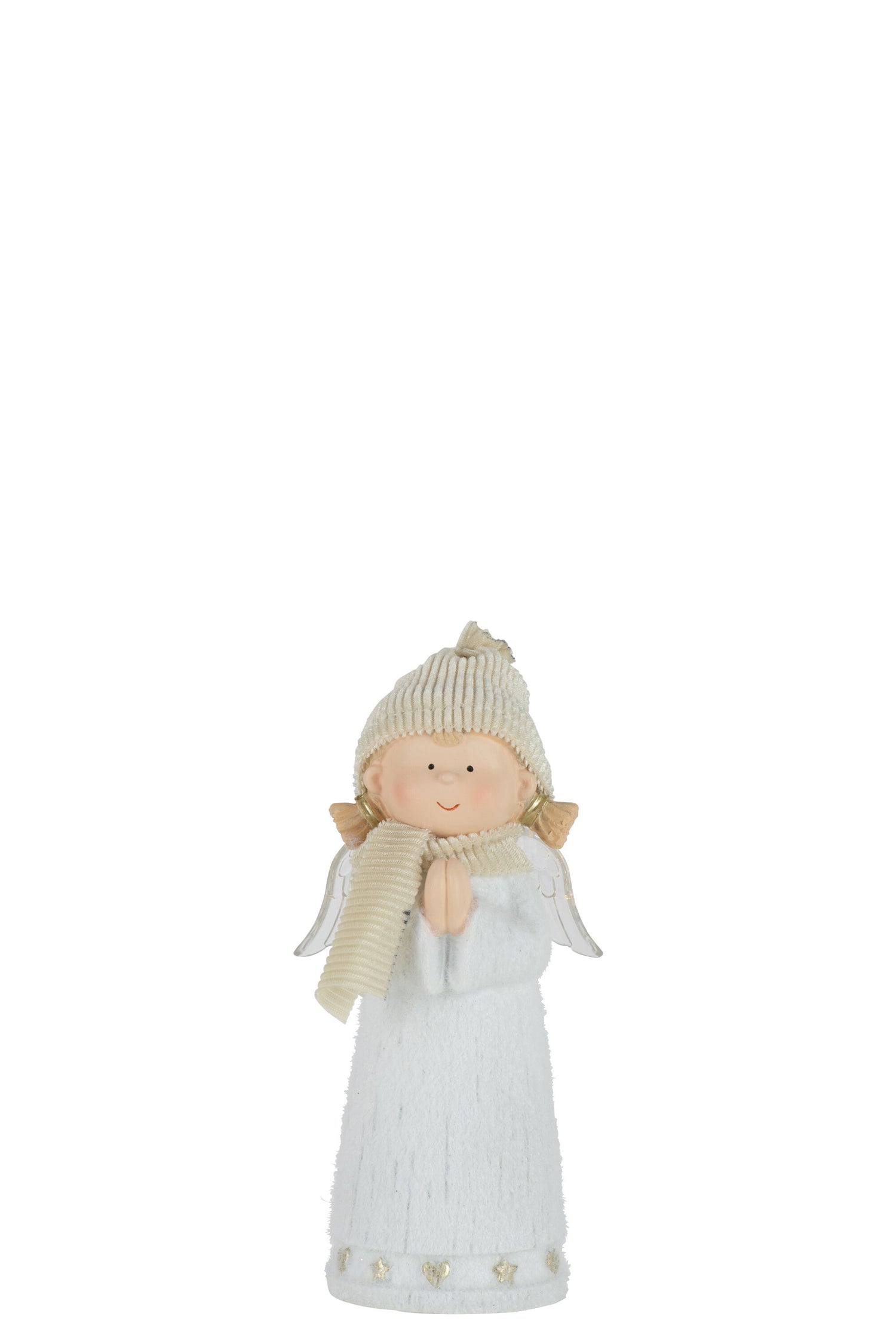 J-Line figuur Engel - polyresin - wit - small - LED lichtjes