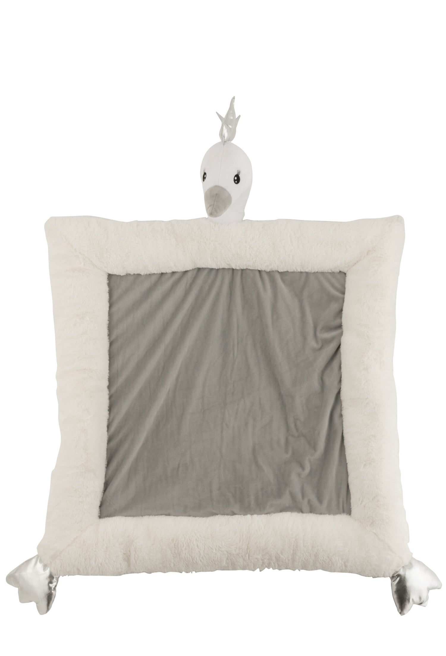 J-Line speelmat Zwaan - pluche - wit|grijs|zilver