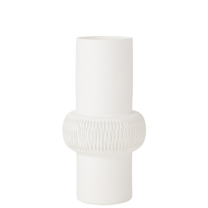 J-Line vaas Streep Bal - glas - wit - large - 41 cm hoog