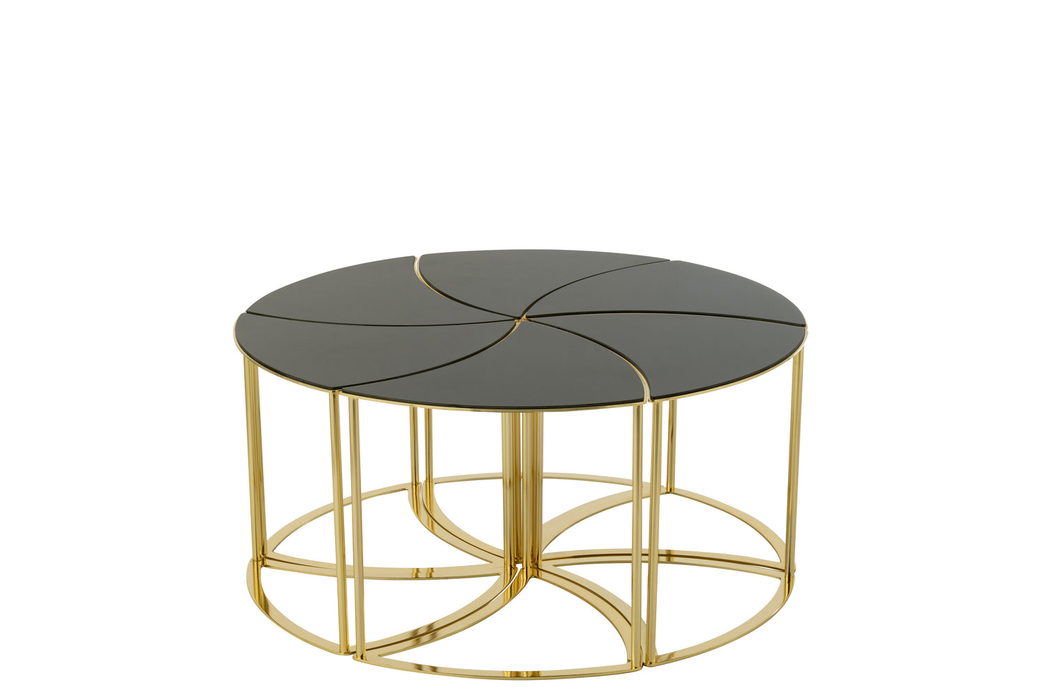 J-Line tafels Tornado - metaal|glas - goud - set van 6