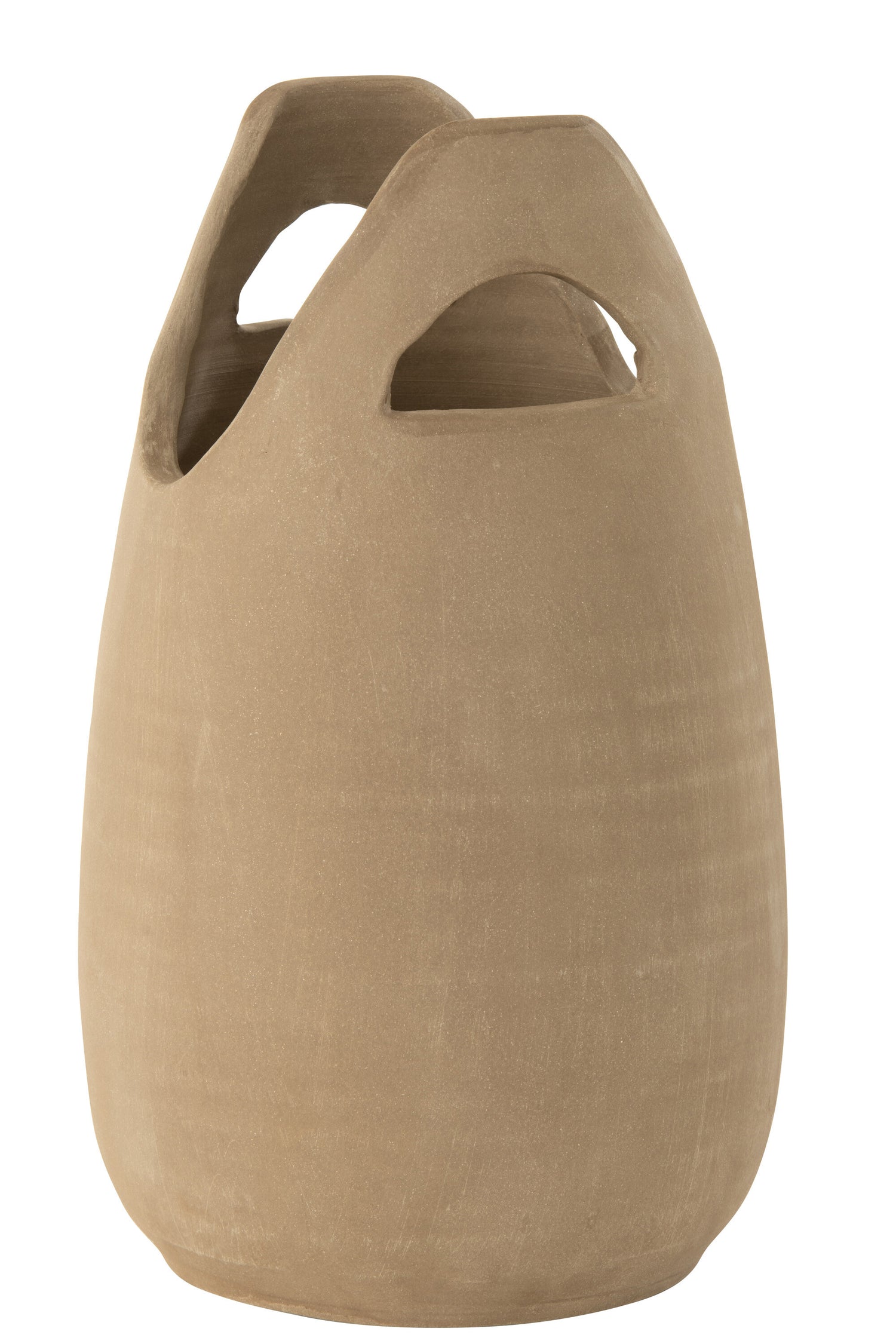 J-Line vaas Handvat - keramiek - beige - large - 40 cm hoog