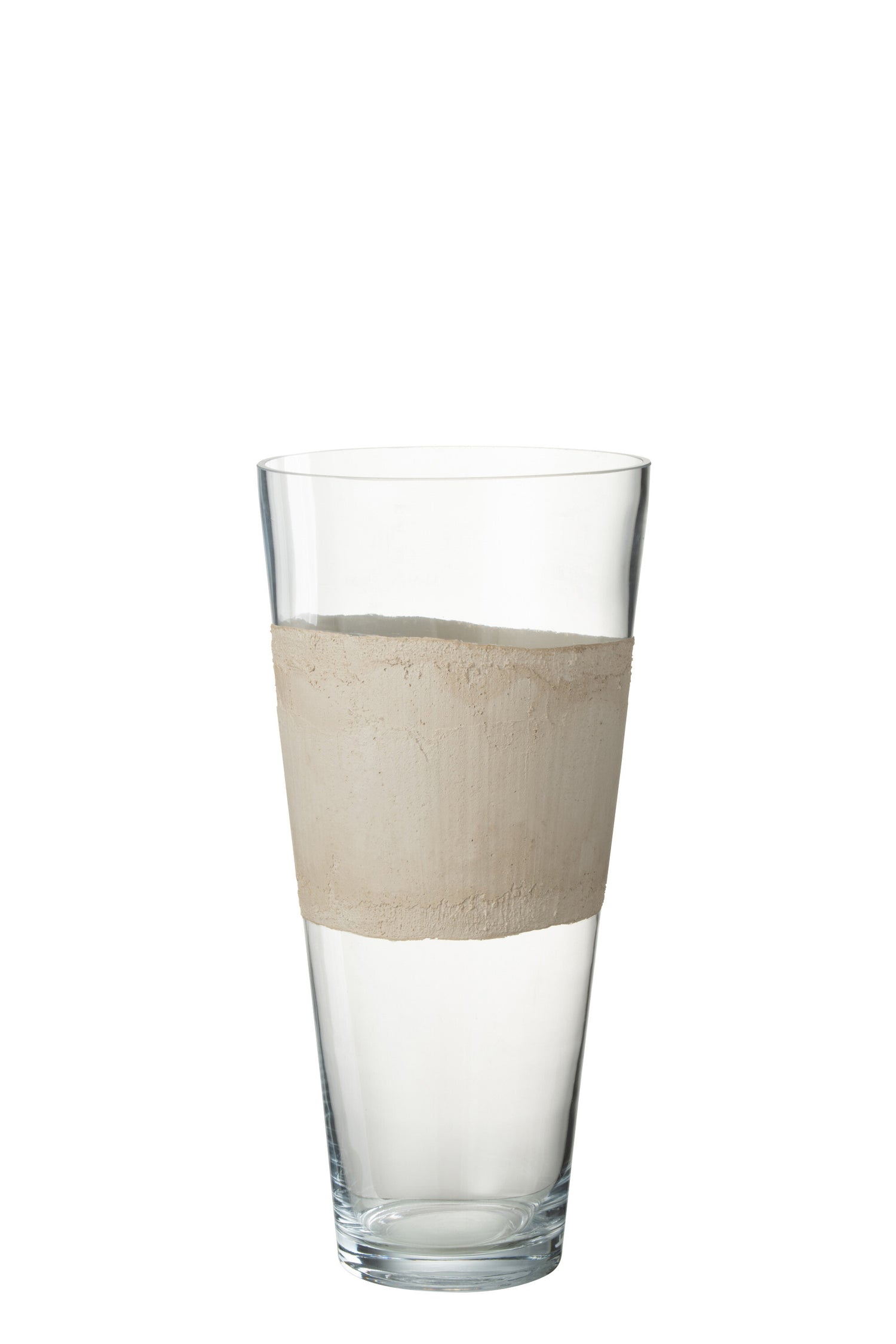 J-Line vaas Delph - glas - transparant|beige - medium - 45 cm hoog