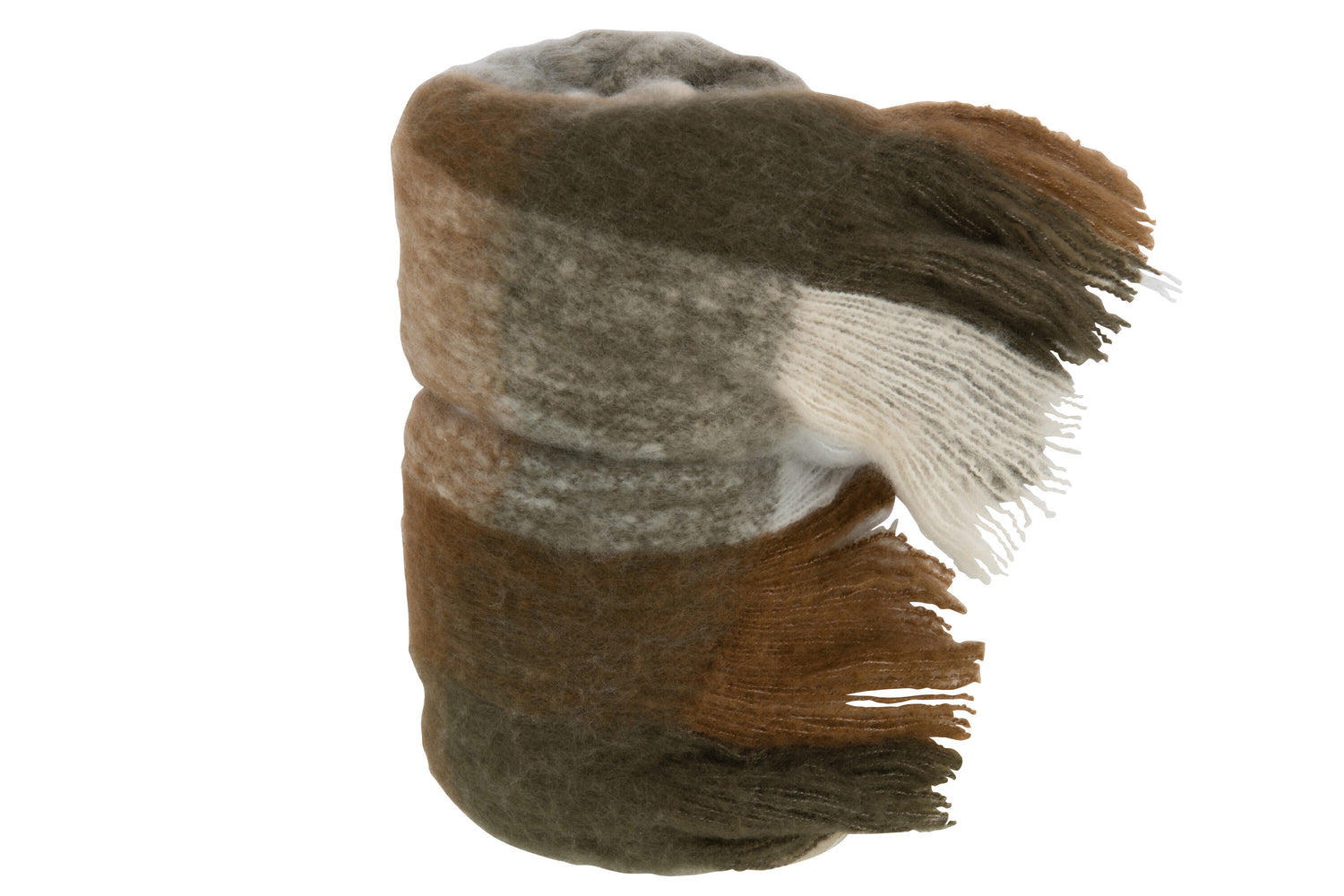 J-Line plaid Geruit - polyester - bruin|beige - 180 x 130 cm